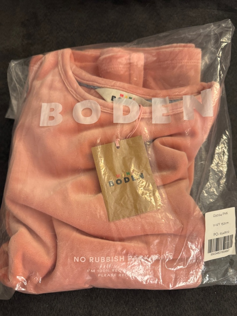 NWT Boden Pink Velvet Short Sleeve Top